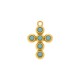 Pingente Cruz Dourado com Pedra Azul 32mm