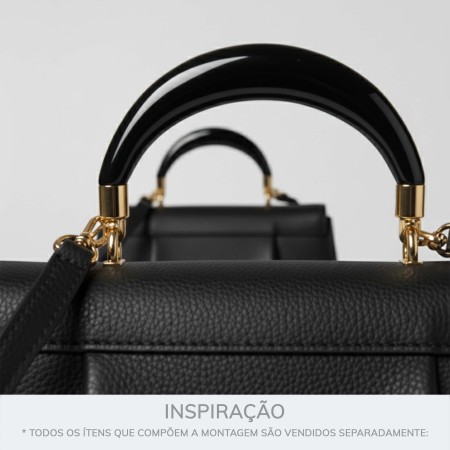 Alça para Bolsa Preto com Ouro 132mm