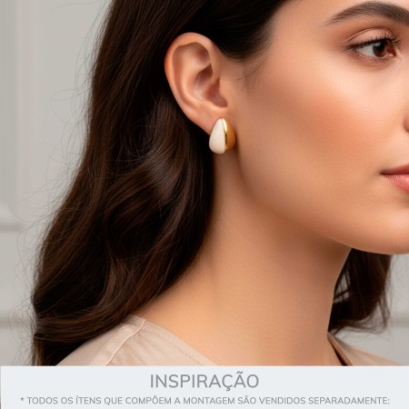 Brinco Gota Dourado com Off White 21mm