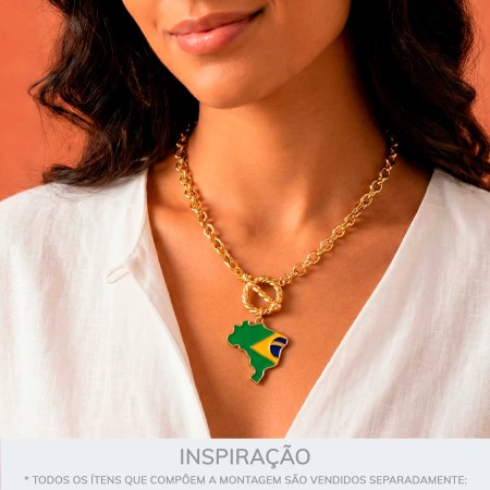 Pingente Mapa Brasil Dourado 28mm