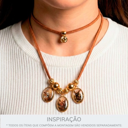 Pingente Medalha Arcanjo São Gabriel Dourado 23mm