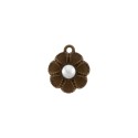 Pingente Flor Ouro Velho com Pérola 20mm