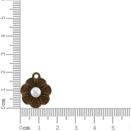Pingente Flor Ouro Velho com Pérola 20mm