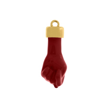 Pingente Figa Ouro com Vermelho 33mm