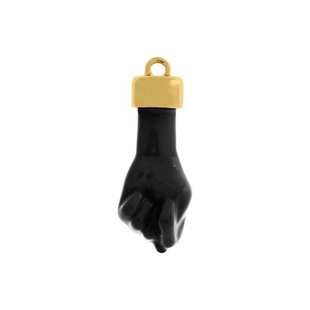 Pingente Figa Ouro com Preto 33mm