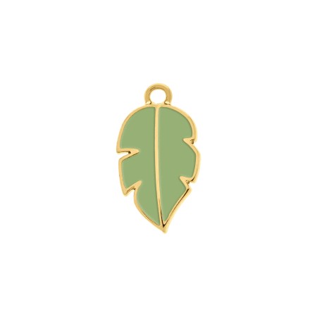 Pingente Folha Ouro com Verde 26mm