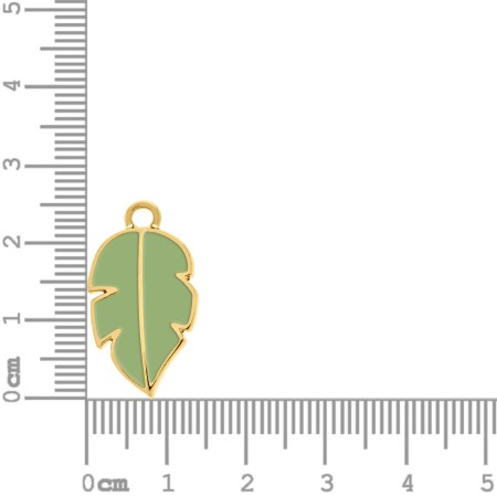 Pingente Folha Ouro com Verde 26mm 