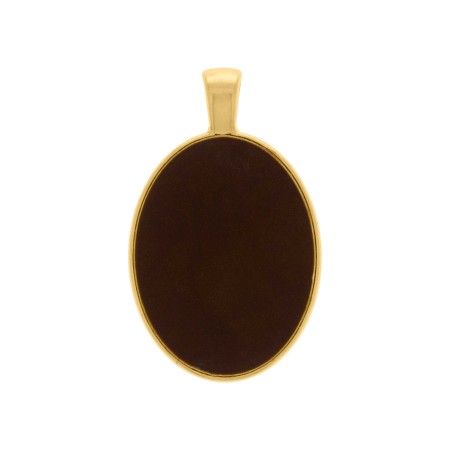 Pingente Medalha Oval Ouro com Marrom 52mm