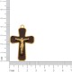 Pingente Cruz com Cristo Dourado e resina Marrom 43mm