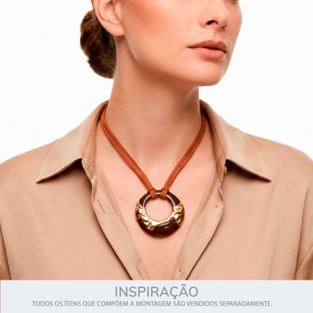 Pingente Argola Acrílico com Dourado 55mm