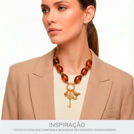 Passador Orgânico Acrílico Café com Ouro 36mm