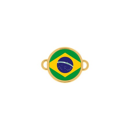 Pingente Brasil Dourado com duas Saídas 26mm