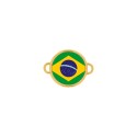 Pingente Brasil Dourado com duas Saídas 26mm
