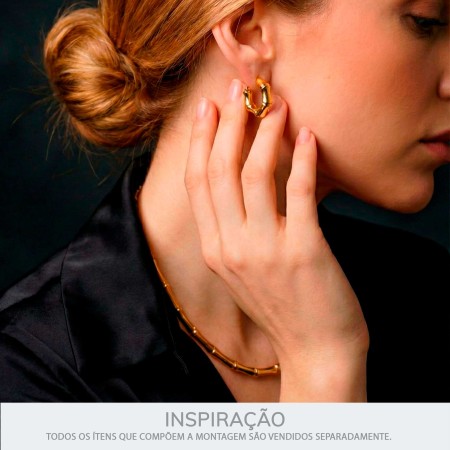 Brinco Dourado Bambu 21mm