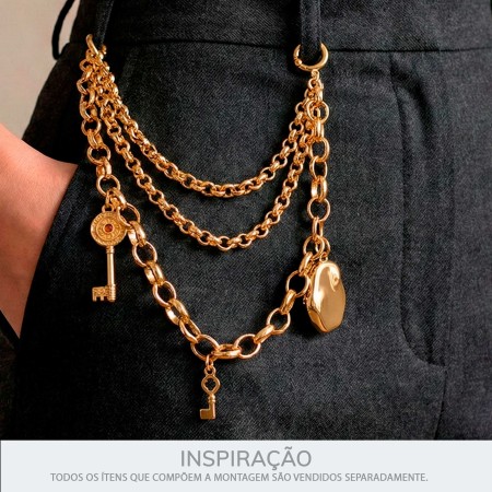 Pingente Relicário Orgânico Dourado 31mm