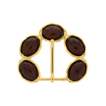 Fivela para Cinto Dourada com Acrílico Café Abertura 25mm