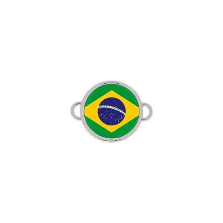 Pingente Brasil Níquel com duas Saídas 26mm