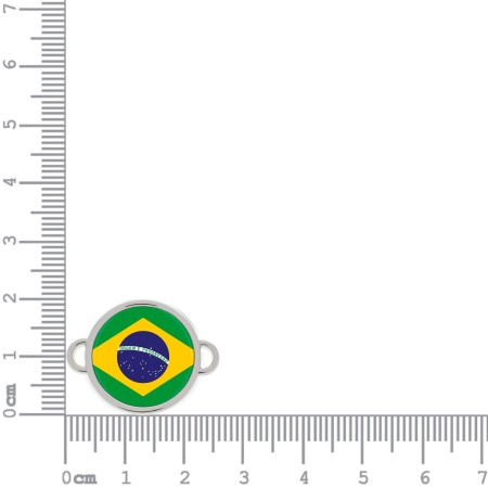 Pingente Brasil Níquel com duas Saídas 26mm