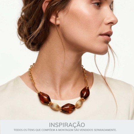 Passador Orgânico Acrílico Café com Ouro 36mm