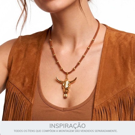 Pingente Cabeça de Boi Ouro 47mm