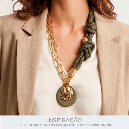 Pingente Orgânico Ouro com Verde 50mm