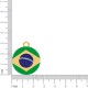 Pingente Medalha Bandeira Brasil Dourado 32mm