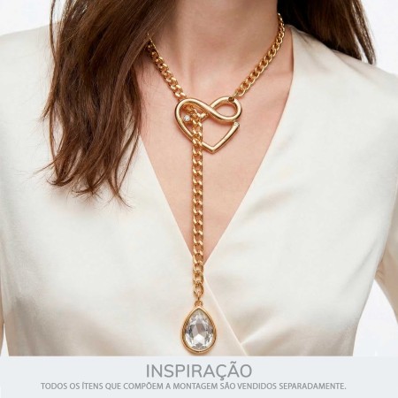 Pingente Coração Infinito Dourado 44mm