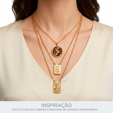 Pingente São Jorge Ouro com Tartaruga 32mm