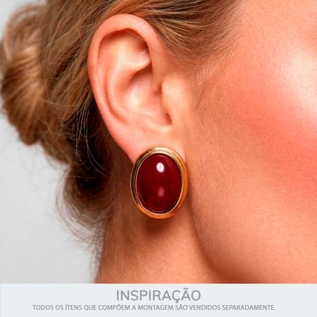 Brinco Ouro com Bordô Burgundy 27mm