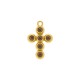 Pingente Cruz Dourado com Strass Fumê 32mm