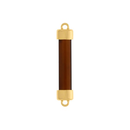 Pingente Funcional Dourado com Acrílico Marrom 44mm
