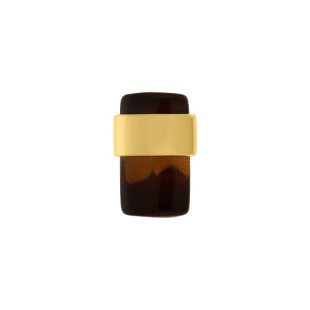 Brinco de Acrílico Marrom com Dourado 25mm