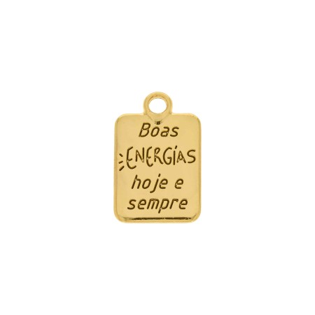 Pingente Boas Energias Ouro com Resina Marrom 21mm