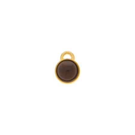 Pingente Redondo Ouro com Pedra Marrom 10mm