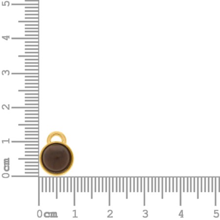Pingente Redondo Ouro com Pedra Marrom 10mm