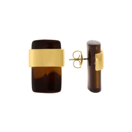 Brinco Acrílico Marrom com Dourado 25mm