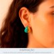 Brinco Gota Dourado com Azul Tiffany 21mm