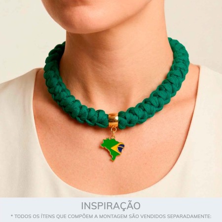 Pingente Mapa Brasil Dourado 28mm
