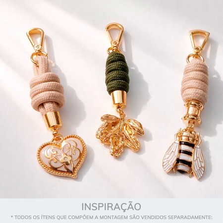 Pingente Coração Arabescado Ouro com Off White 35mm