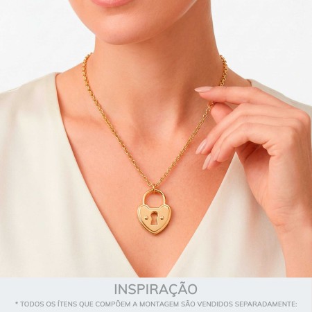 Pingente Cadeado Coração Ouro 33mm