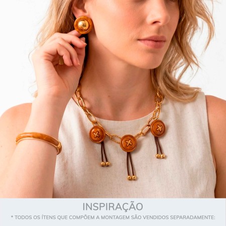 Botão de Costura Ouro com Caramelo Mesclado 26mm