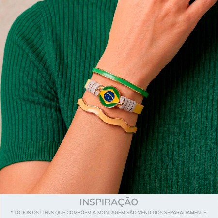 Pulseira Onda Ouro com Amarelo 68mm