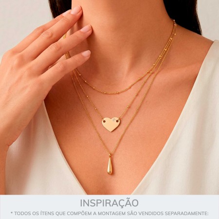 Passa Tira Coração Ouro com Strass 15mm