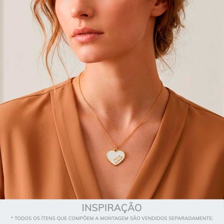 Pingente Coração Pet Lover Ouro com Branco 24mm