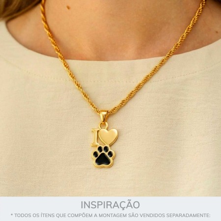 Pingente Pet Ouro com Preto 24mm