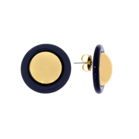 Brinco de Esfera Ouro com Azul Marinho 26mm