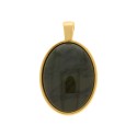 Pingente Medalha Oval Ouro com Verde Militar 52mm