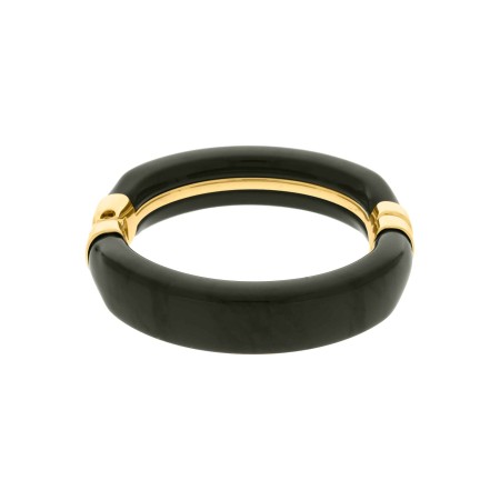 Bracelete Acrílico Verde Militar com Dourado 80mm