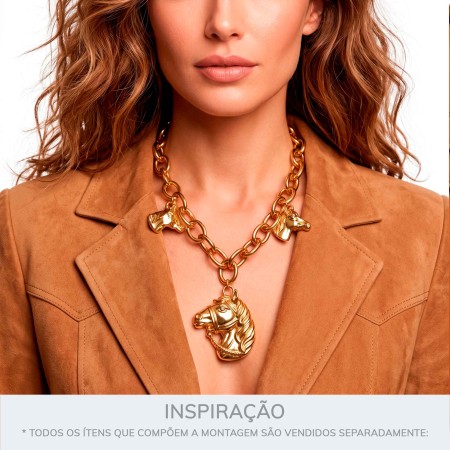 Maxi Pingente Cavalo Dourado 46mm