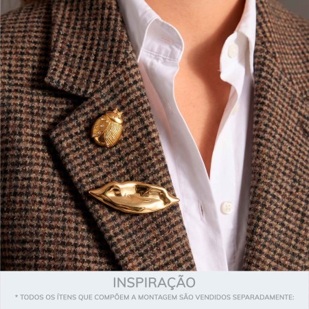 Broche Folha Dourada com Imã 70m